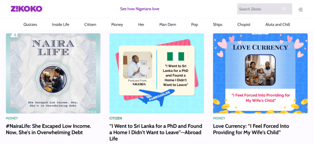 Zikoko: strong branding example